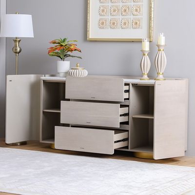 Margaret Buffet Cabinet - Beige/Terrazo/Gold - With 3-Year Warranty