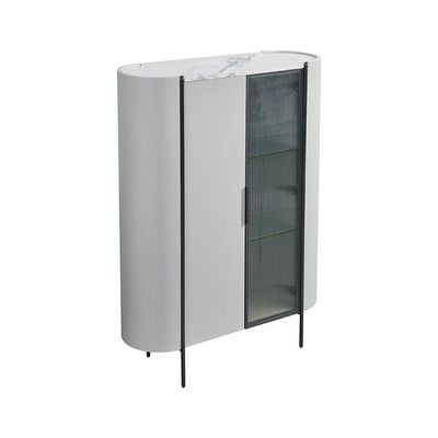 Lenwort Curio Display Cabinet- Beige / Black