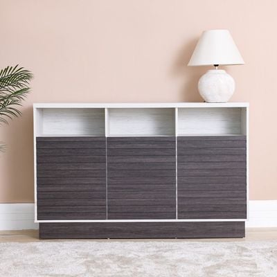 Nicosia Sideboard Cabinet - White Oak/Black - With 2-Year Warranty