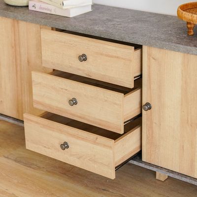 Eden 2-Door 3-Drawer Sideboard - Oak & Cement - With 2-Year Warranty