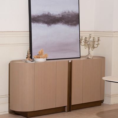 Skylar Ceramic Top Buffet Cabinet - Beige/Brushed Brass