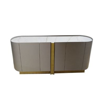 AlLayal Marble Top Buffet Cabinet - Brown/Brushed Gold