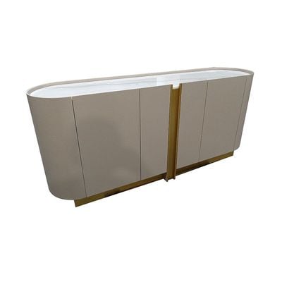 AlLayal Marble Top Buffet Cabinet - Brown/Brushed Gold