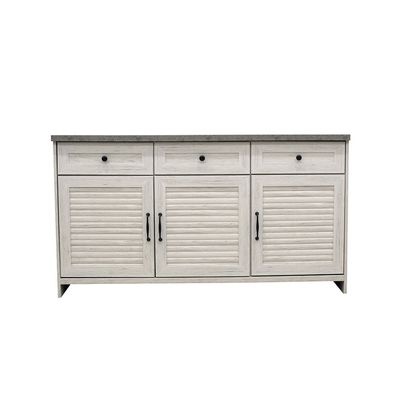 Zenith 3Door & 3Drawer Multi Purpose Cabinet-White Oak+Cement