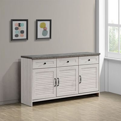 Zenith 3Door & 3Drawer Multi Purpose Cabinet-White Oak+Cement