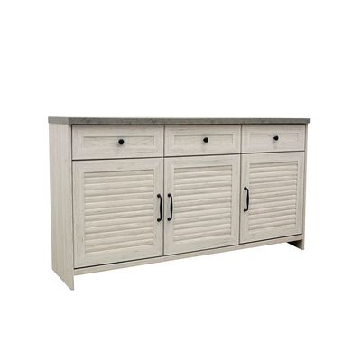 Zenith 3Door & 3Drawer Multi Purpose Cabinet-White Oak+Cement