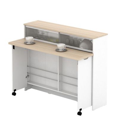 Algeria 4 doors Kitchen/Bar Cabinet w/ Folding Table - White/Oak