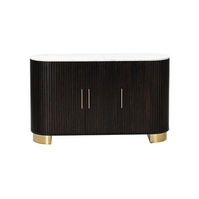 Latymer 3 Door Marble Top Buffet Cabinet -White/Walnut/Gold
