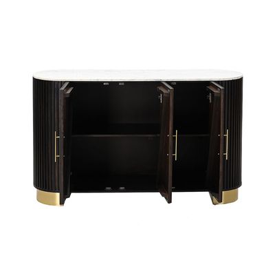 Latymer 3 Door Marble Top Buffet Cabinet -White/Walnut/Gold