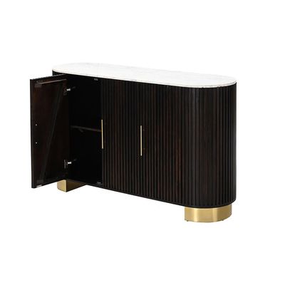 Latymer 3 Door Marble Top Buffet Cabinet -White/Walnut/Gold