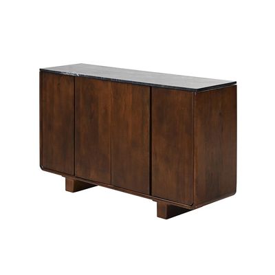 York 4 Door Marble Top Buffet Cabinet -Black/Walnut