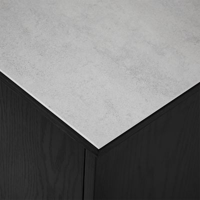 Everson Stone Top Sideboard w/2 doors and 3Drawers -Matt Beige/Black