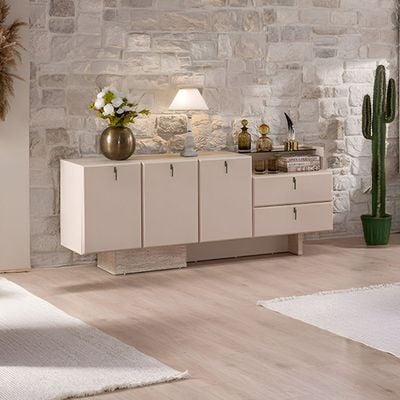 Vesta 3 Door And 2 Drawer Buffet Cabinet - Beige