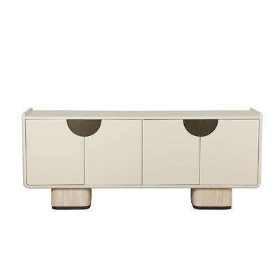 Oru Tempered Glass Top Buffet Cabinet w/ 4 Doors - Cream/Beige