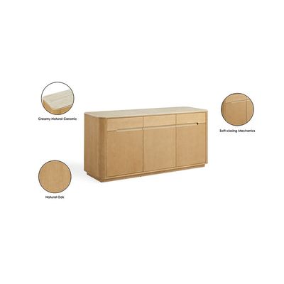 Nordomi 3 Doors & 3 Drawers Buffet Cabinet- Cream/Natural Oak