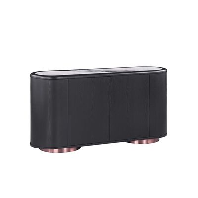 Tokishi Sintered Stone Top Sideboard With  4 Doors-White/Black Veneer Tokishi Sintered Stone Top Sideboard With  4 Doors-White/Black Veneer