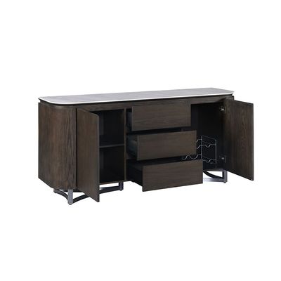 Stanford Sintered Stone Top Buffet Cabinet With 2Doors&3Drawers-Grey/D.Walnut