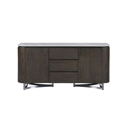 Stanford Sintered Stone Top Buffet Cabinet With 2Doors&3Drawers-Grey/D.Walnut