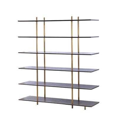 Lyon 5-Tier Bookcase/Room Divider - Dark Oak/Gold - With 2-Year Warranty