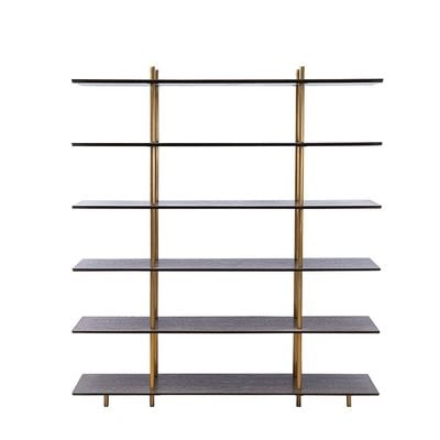 Lyon 5-Tier Bookcase/Room Divider - Dark Oak/Gold - With 2-Year Warranty
