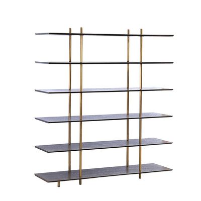 Lyon 5-Tier Bookcase/Room Divider - Dark Oak/Gold - With 2-Year Warranty