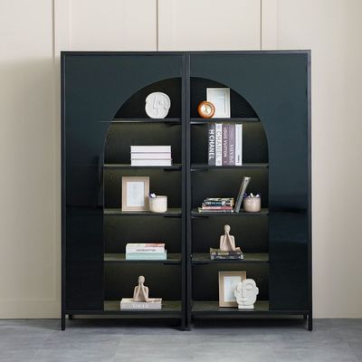 Kobi 5 Tier Glass Bookcase/Display Cabinet with Led- Black 