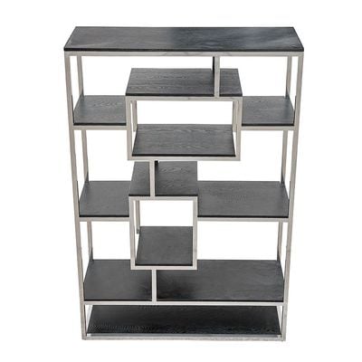 Breton 6 Tier Bookcase/Display Cabinet - Brushed Silver