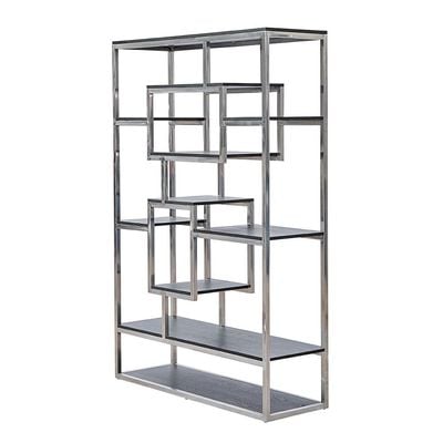 Breton 6 Tier Bookcase/Display Cabinet - Brushed Silver