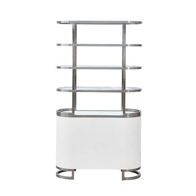 Windsor 4 Tier Bookcase/Display Cabinet with 2 Door- Brushed Silver