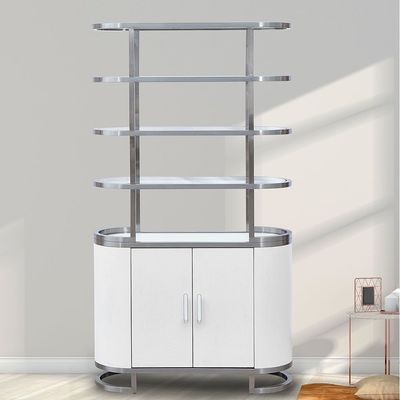 Windsor 4 Tier Bookcase/Display Cabinet with 2 Door- Brushed Silver