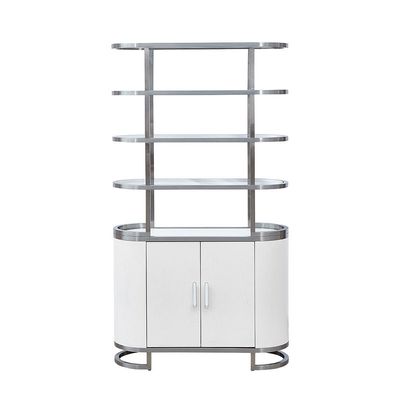 Windsor 4 Tier Bookcase/Display Cabinet with 2 Door- Brushed Silver