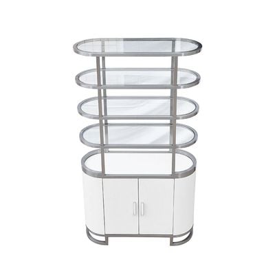 Windsor 4 Tier Bookcase/Display Cabinet with 2 Door- Brushed Silver