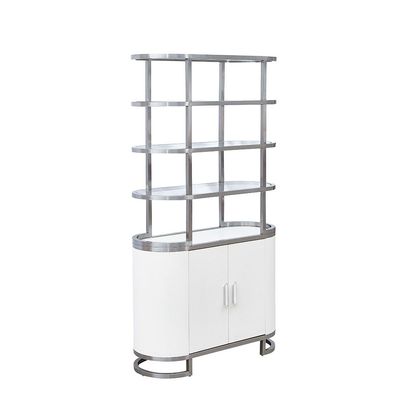 Windsor 4 Tier Bookcase/Display Cabinet with 2 Door- Brushed Silver