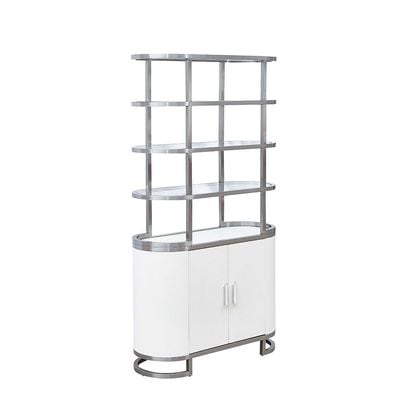 Windsor 4 Tier Bookcase/Display Cabinet with 2 Door- Brushed Silver