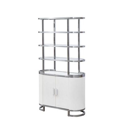 Windsor 4 Tier Bookcase/Display Cabinet with 2 Door- Brushed Silver