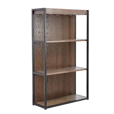 Aero 3 Tier Bookcase/Display Cabinet With Led- Dark Oak/Black