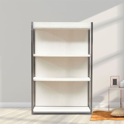 Aero 3 Tier Bookcase/Display Cabinet With Led- Rustic White/Gold