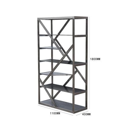 Waverley 6 Tier Glass Bookcase/Display Cabinet- Black