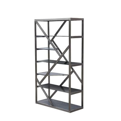 Waverley 6 Tier Glass Bookcase/Display Cabinet- Black