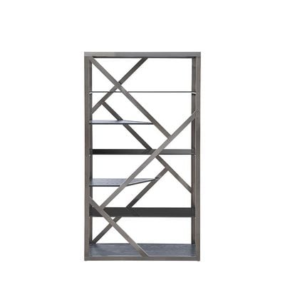 Waverley 6 Tier Glass Bookcase/Display Cabinet- Black