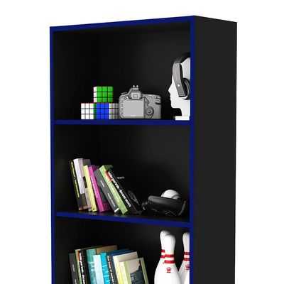 Atlaz Bookcase - Blue/Black - With 2-Year Warranty