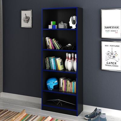 Atlaz Bookcase - Blue/Black - With 2-Year Warranty