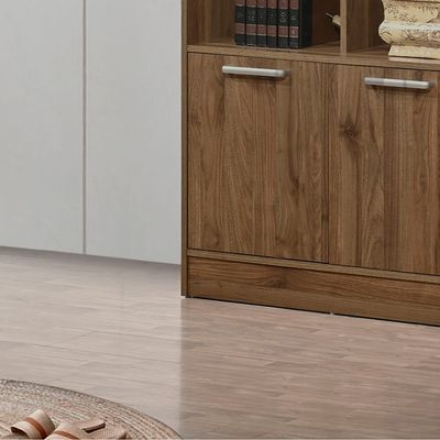 Supreme 2Door Book Case W/Open Shelves-Light Walnut