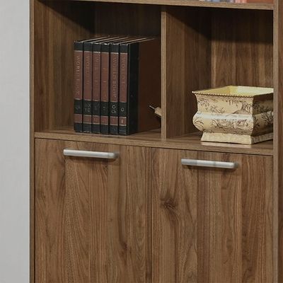 Supreme 2Door Book Case W/Open Shelves-Light Walnut