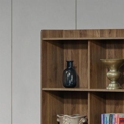 Supreme 2Door Book Case W/Open Shelves-Light Walnut