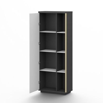 Skive Bookcase with swing door and open shelves - White/Grey 