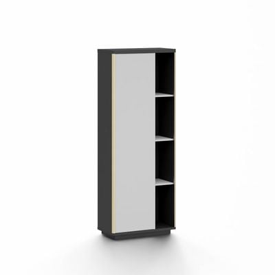 Skive Bookcase with swing door and open shelves - White/Grey 
