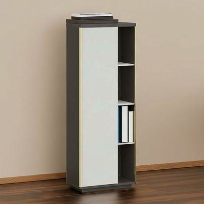 Skive Bookcase with swing door and open shelves - White/Grey 