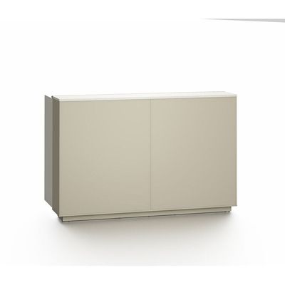 Eupen Credenza W/ Lockable Doors And Open Shelves -White/Beige