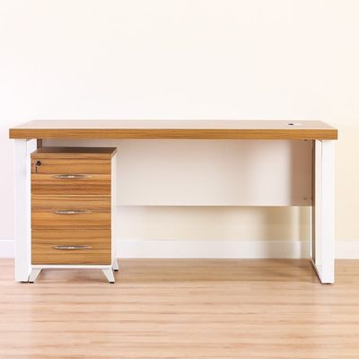 Aviator Office Table with Drawer Cabinet & Side Pedestal